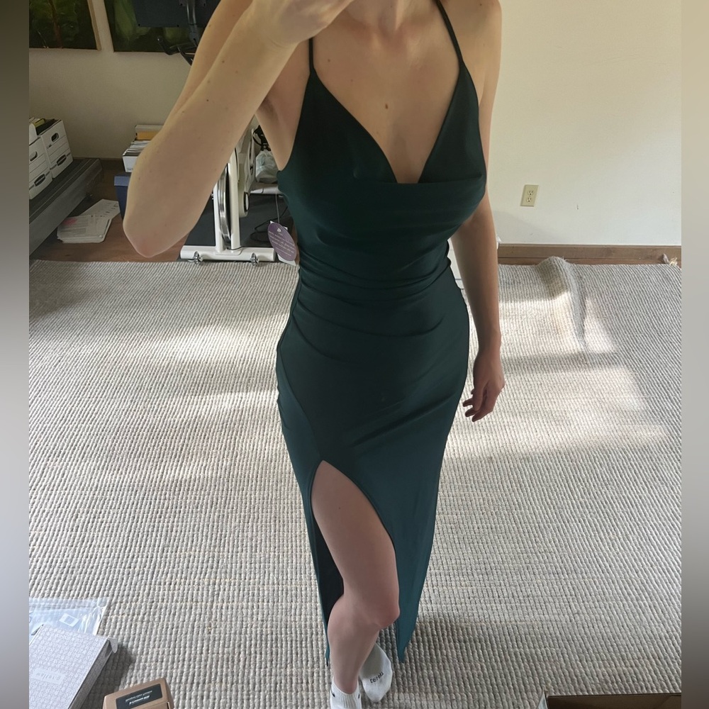 Dark green satin dress